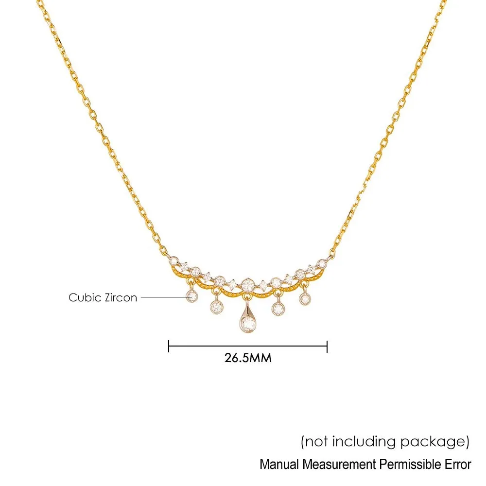 LAMOON Vintage Lace Chain Dainty Collarbone Zircon Teardrop Necklace For Women Luxury 925 Sterling Silver Layering Fine Jewelry