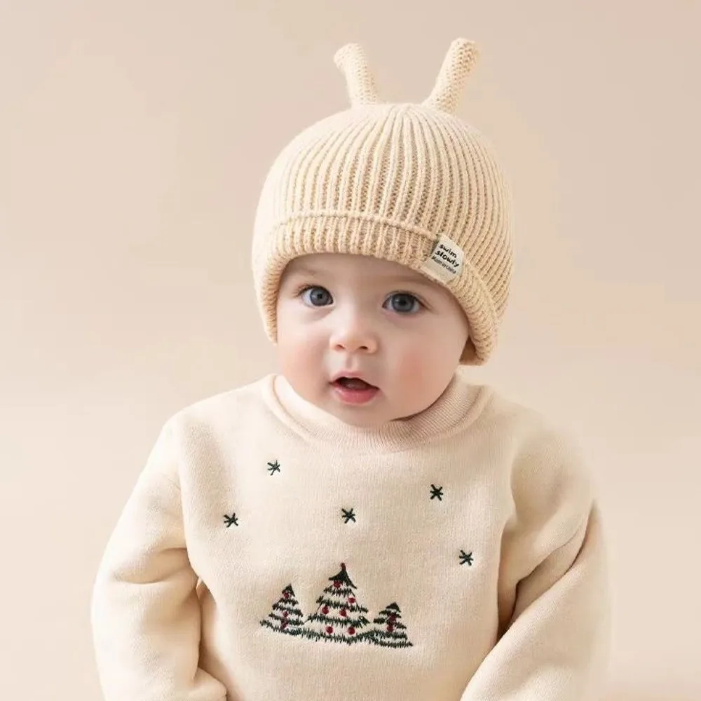 Nuovo caldo cappello lavorato a maglia antivento carino cappello di protezione per le orecchie berretto pullover resistente al freddo per 0-1 anni