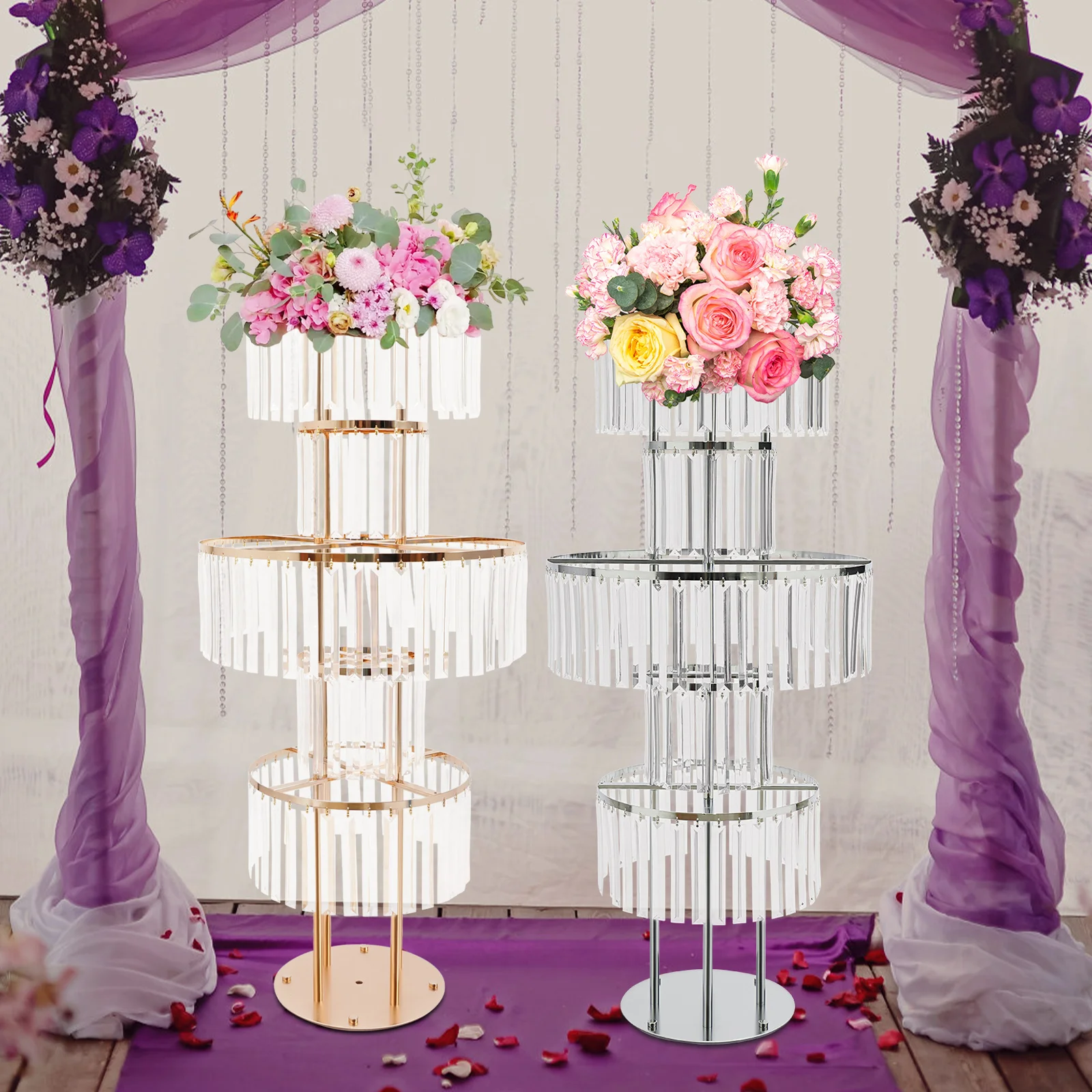 

[5-Tier Flower Stand] 5-Tier Flower Stand - Iron - For Home Wedding Party - Sturdy Stable