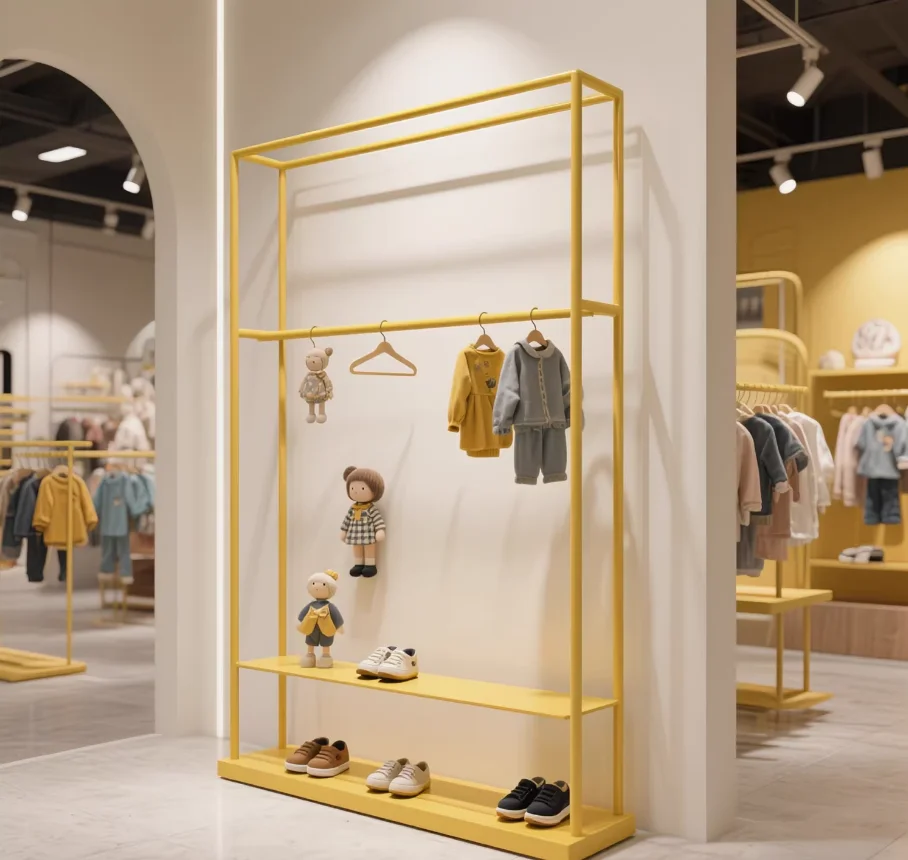 

Women's Clothing StoreFloor-to-ceiling Hangers For Children's Clothing, Wrought Iron Ins Style Simple And Light Luxury Store Sto