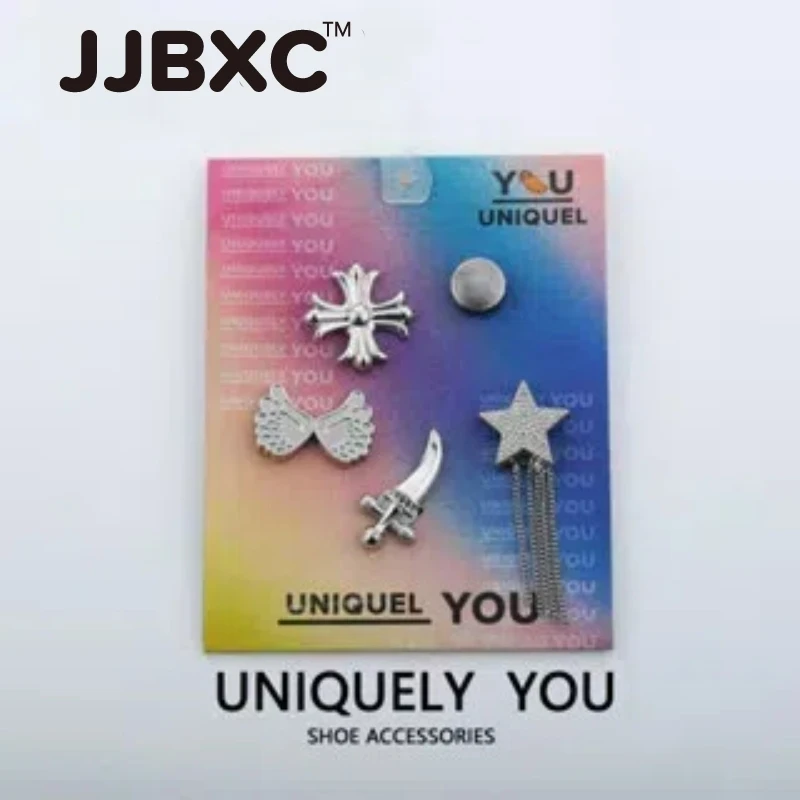 

JJBXC charms set shoe buckle accessories (with cardboard) silver metal star series