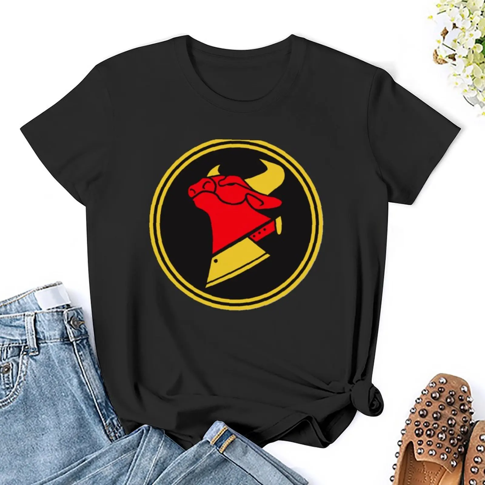 Camiseta feminina bonita com logotipo de cowchop, roupas de verão, tops grandes, roupas femininas, vestido gráfico