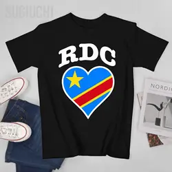 Congolese Flag Africa Democratic Republic Of Congo Heart-Shaped Tshirt Tees T Shirts Men T-Shirt Women Boys Cotton Unisex
