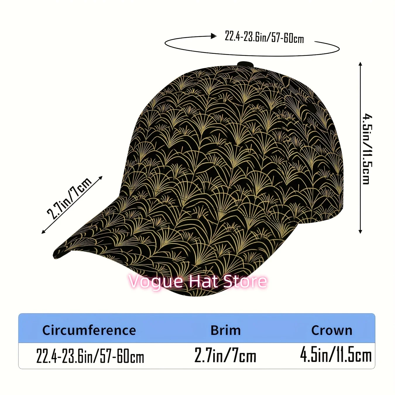 1pc, Unisex Golden Leaf Design Duckbill Hat - Lightweight, Adjustable, Foldable, Black Base, Fashionable Outdoor Sports Headgear