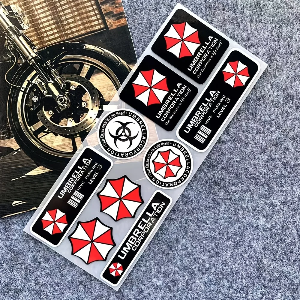 1SET Umbrella Style Biohazard Waterproof Sticker Set Holographic Decals for Car Motorcycle Helmet Decor