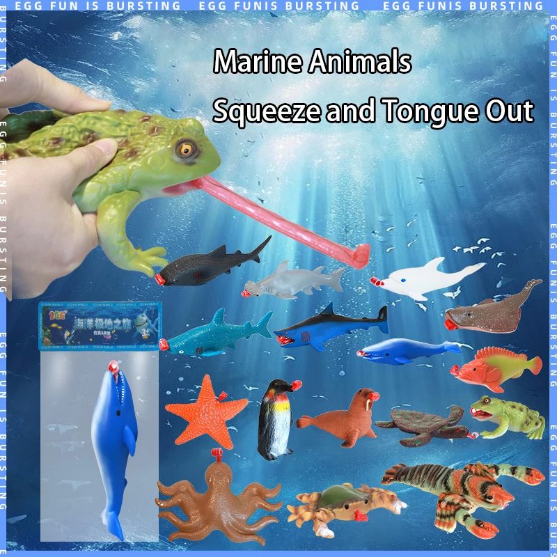 Modèles d'animaux marins, langue collante amusante, requin sensoriel, soulagement du Stress, jouets Fidget pour enfants, nouveauté à presser, cadeau Fidget