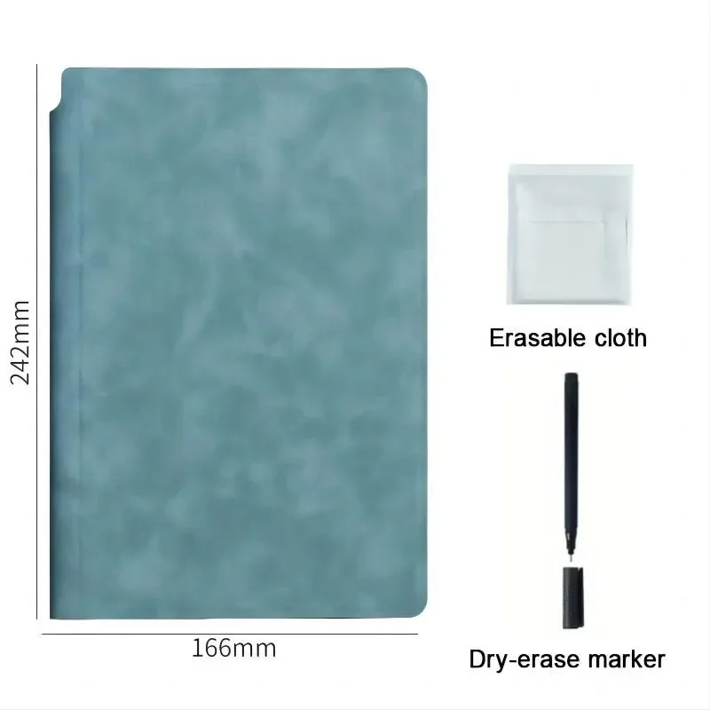 1 Pcs Reusable Whiteboard Notebook Set With Whiteboard Pen Erasing Cloth Leather Memo Pad Weekly Planner Portable Stylish Office