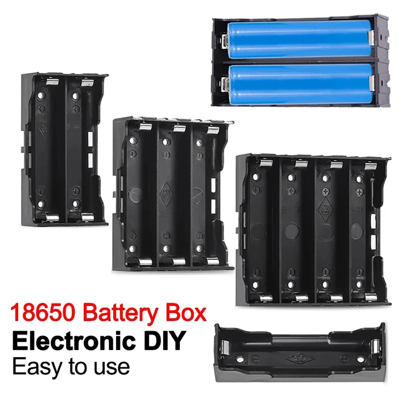 ABS 18650 Battery Storage Box Case 4 Slots DIY Battery Compartment 18650 Way Batteries Clip Holder Container With Wire Lead Pin