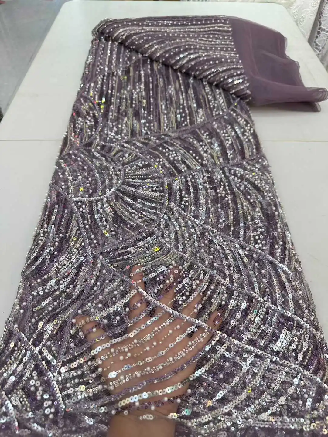 أحدث أقمشة الدانتيل الأفريقي2025 خرز عالي الجودة مطرز للعريس للنساء فستان حفلات الزفاف قماش شبكي 5 ياردات-SH