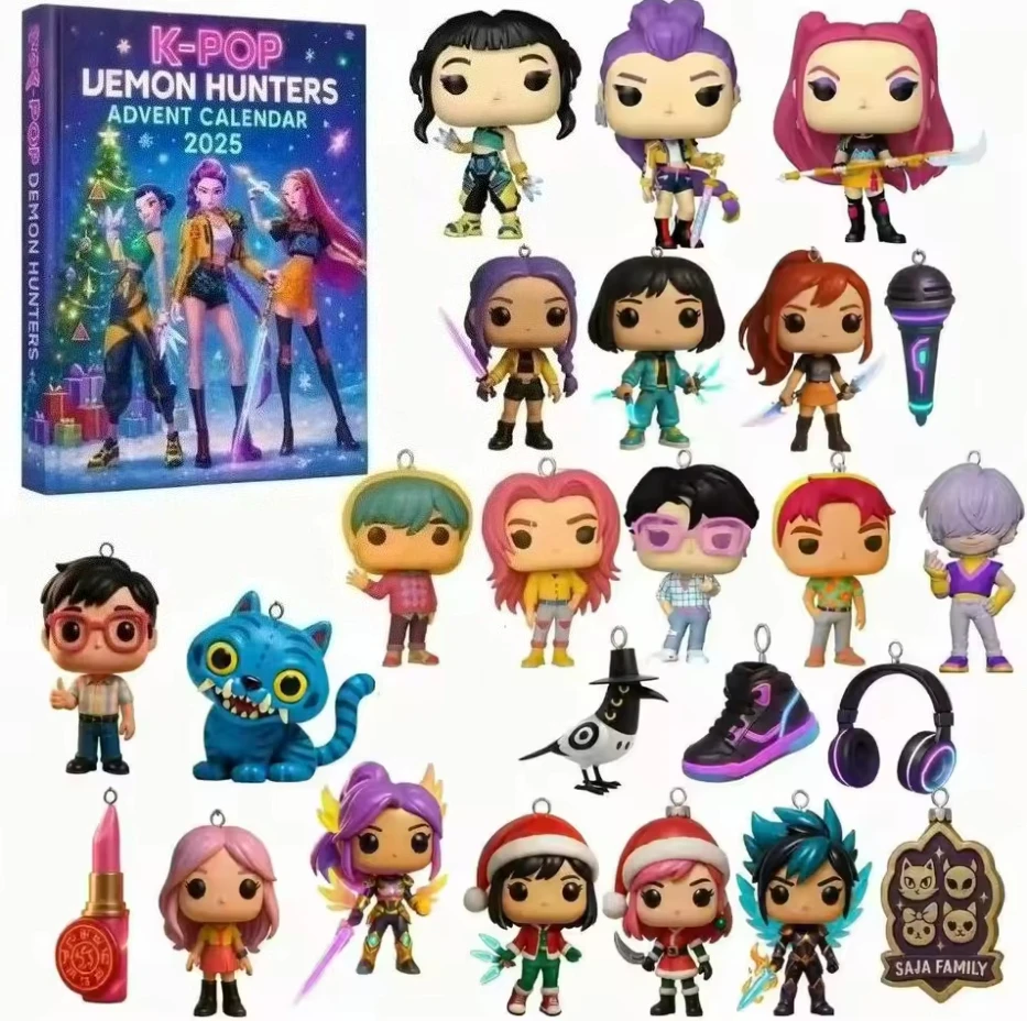 

*-*2025 календари обратного отсчета Kpop Demon Hunters Адвент-календарь Модель Кукла Коллекция Настольное украшение Детские рождественские подарки