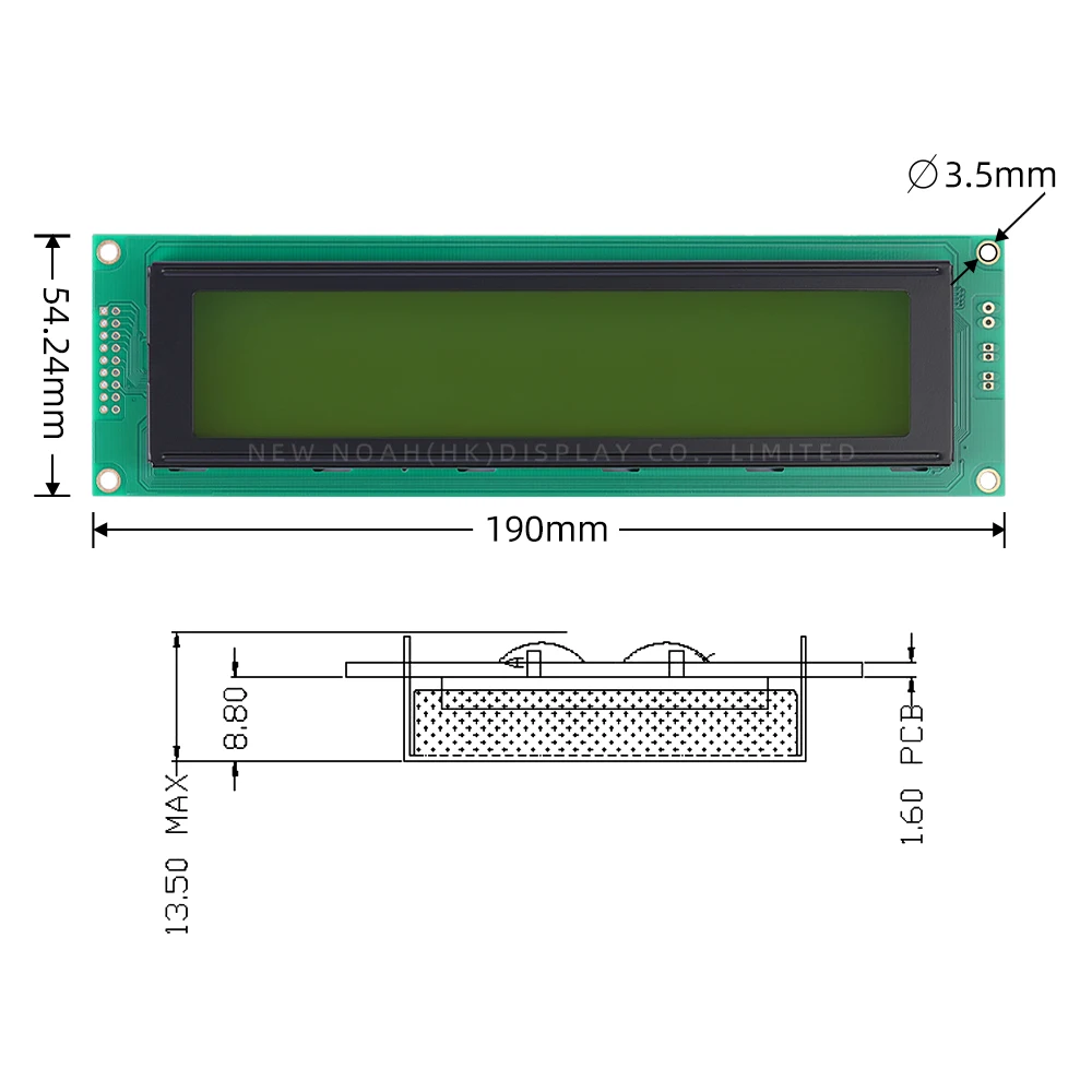 Filme verde amarelo europeu 4004a5 módulo lcd de caracteres 4*40 18pin 190*54*13.1mm st7066u tela de exibição suporte personalização