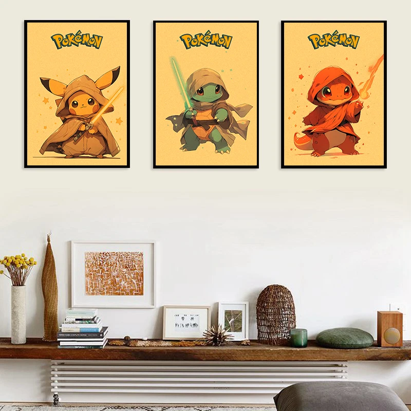 

Pokemon Anime Cartoon Canvas Painting Pikachu Squirtle Charmander Posters Print Mural Picture Wall Home Aesthetic Decor Cuadros