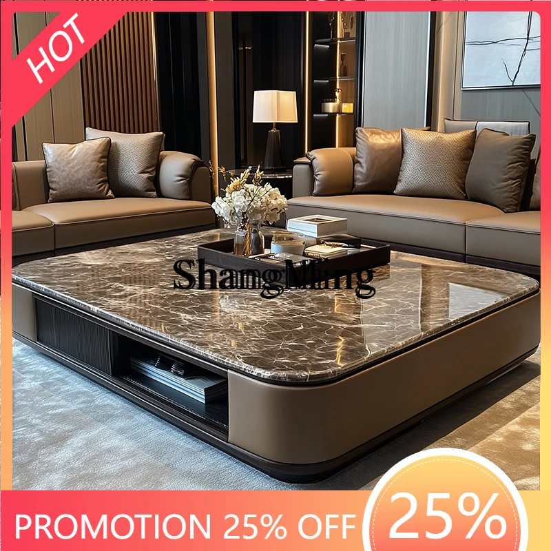 

SM new light luxury marble coffee table high-end living room home new large apartment tea table creativity