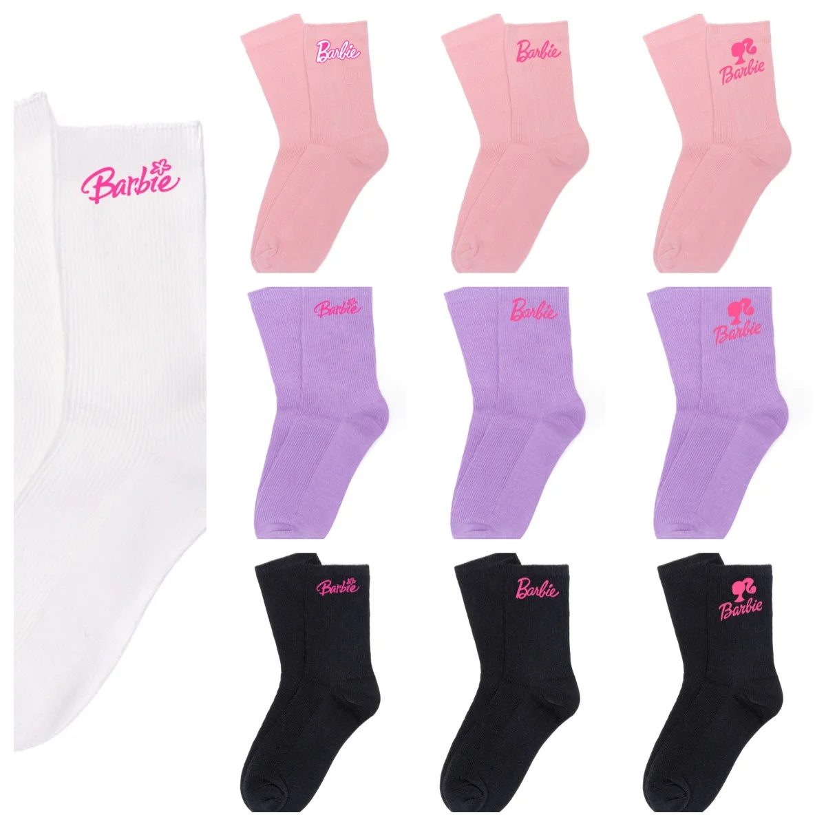 Kawaii Barbie Autumn Winter Soft Cotton Socks All-match Sports Men Women Fashion Outdoor Breathable Long Sock Warm Socking Gifts