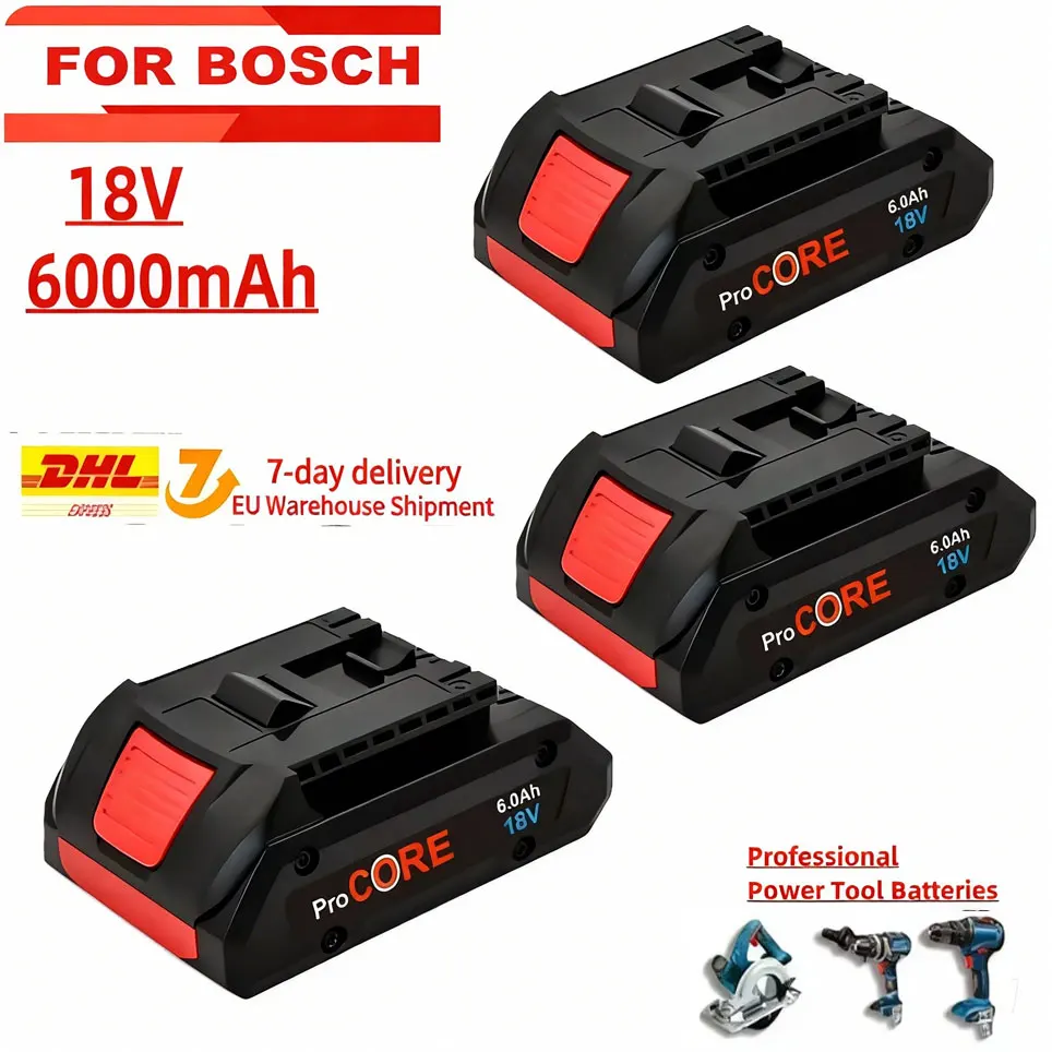 Batería de Iones de Litio Mejorada de 18V 6.0Ah, Modelo 2026, Pequeña y Ligera, para Taladro Inalámbrico Bosch 18V Max Procore 1600A016GB