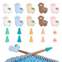 10 Pcs Alpaca Shape Knitting Needle Stoppers, 30 Pcs Knitting Needle Point Protectors Silicone Stitchs Stoppers Knitting