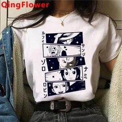 Luffy Zoro Branco Graphic Tees para Mulheres, Streetwear Feminino, Casal Roupas, Top Estético, 1 Pc