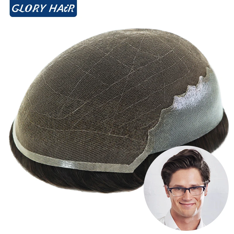 

Мужской парик Bella из индийских натуральных волос, 6 дюймов, 100% плотность, французская кружевная основа, невидимая линия роста волос по центру, система замещения волос для мужчин