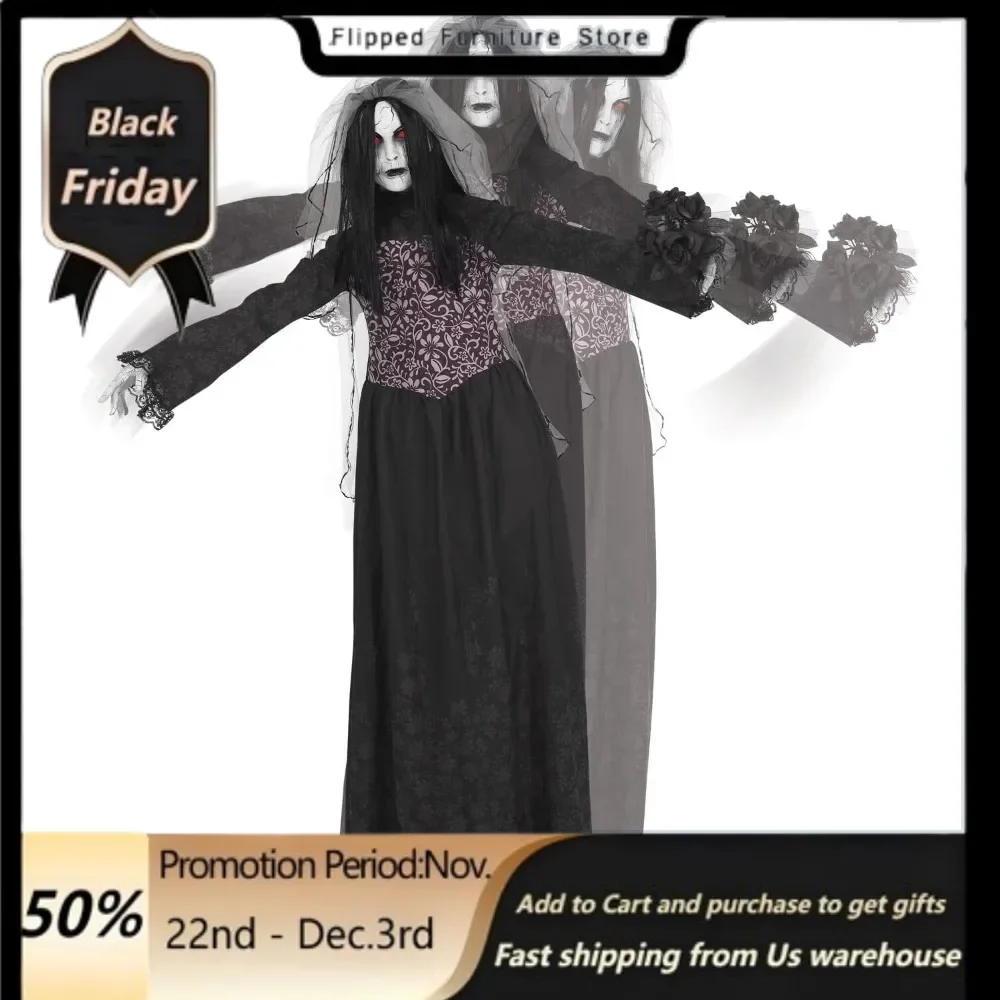 Halloween Animatronic Rising Ghost BrideBattery-Operated, Sound Activated  with Sound Effects and Lights for Indoor or Outdoor