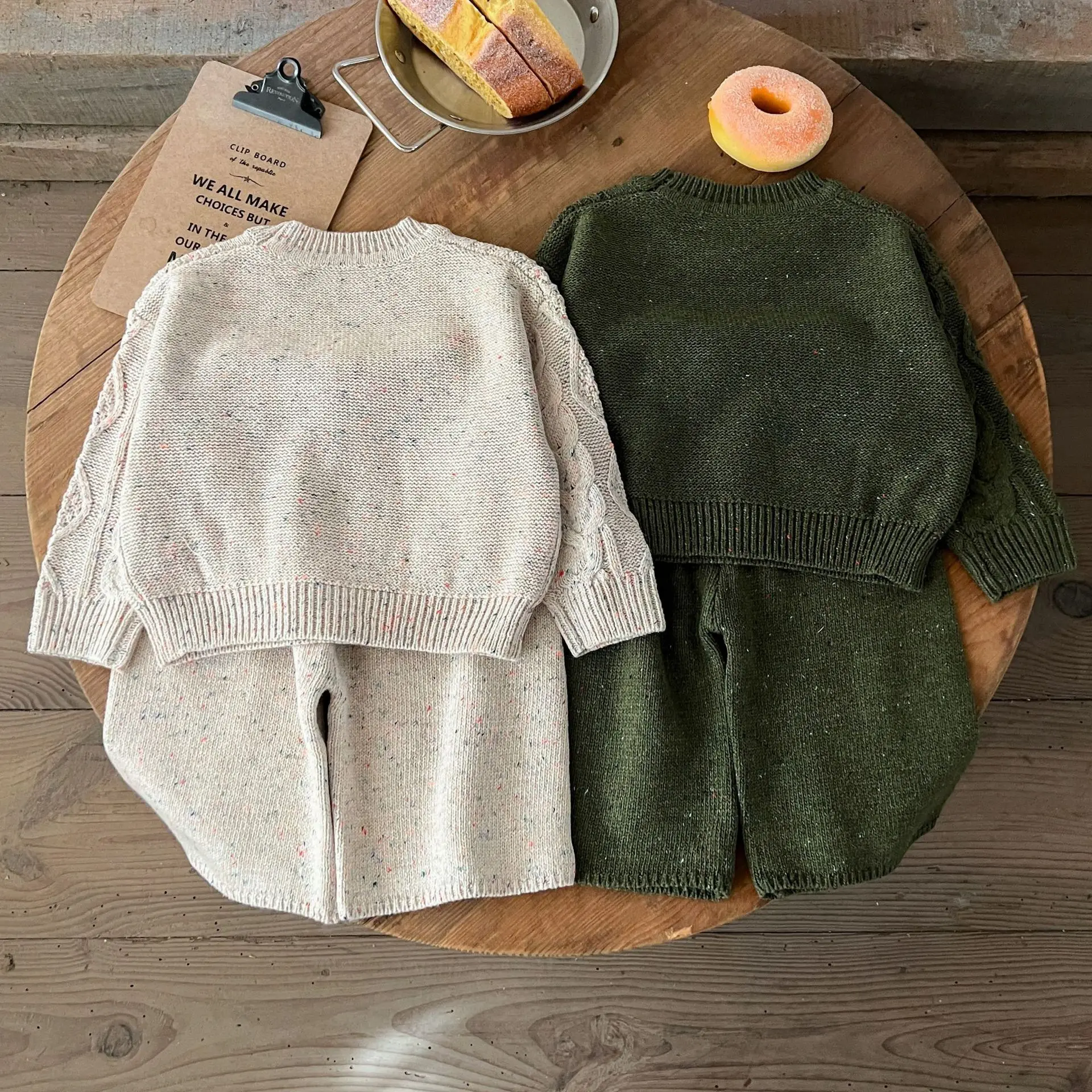 Spring Korean Version of Baby Boys and Girls New Versatile Sweater Knitted Pullover Top Winter Autumn Pants Set Baby Clothes