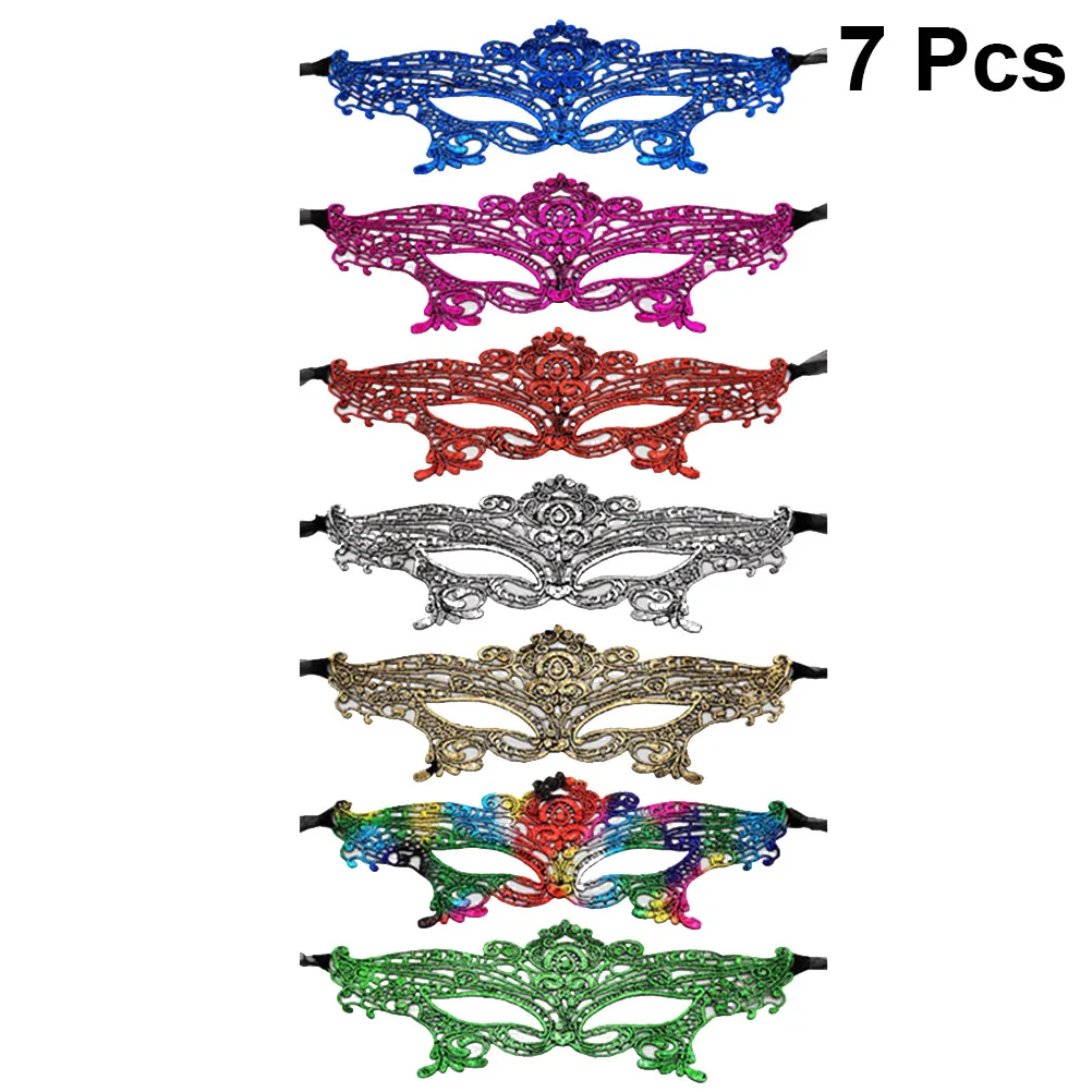 

7pcs Women Lace Mask Masquerade Thicken Eye Mask Performance Party Dress Up Decor Accessary for Ball Carnival Cosplay( )