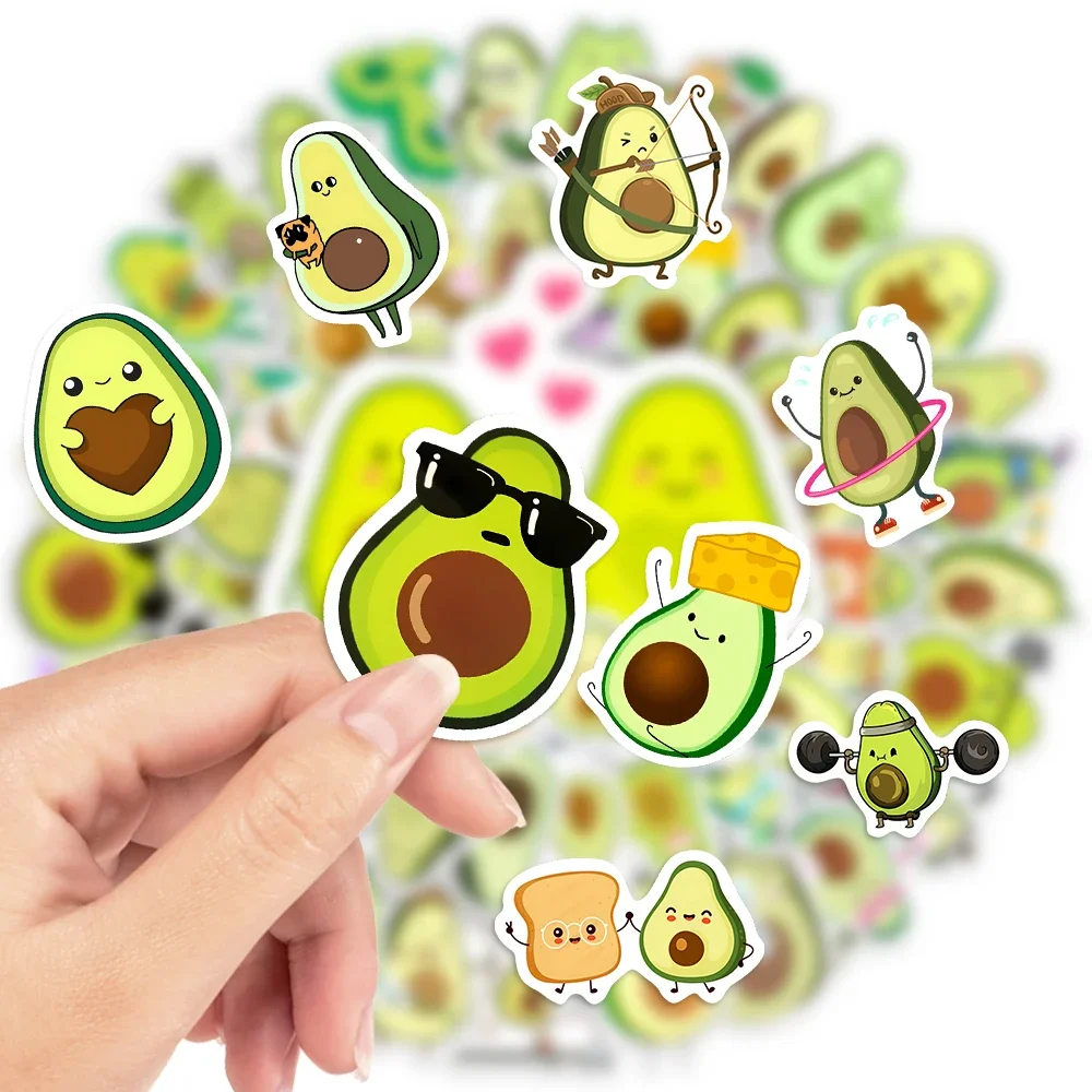 Cartoon Avocado Stickers Cute DIY Toy Gift Decal Decorative Graffiti for Phone Laptop Water Bottles Scrapbook Kids Waterproof