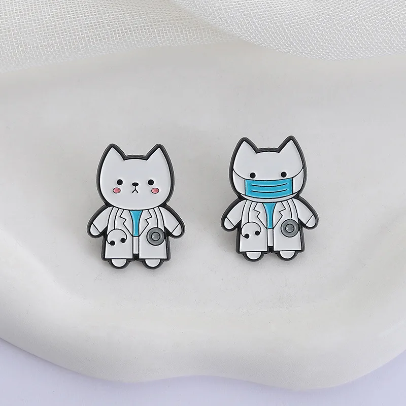 Cute Animal Doctor Enamel Pins Custom Trust Me I'm A Doctor Brooches Cartoon Cat Nurse Medical Duck Dog Crow Lapel Badges Gifts