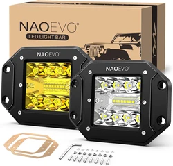NAOEVO 5 Inch Flush Mount LED Pods Lights 40W 4000LM Spot Flood Combo LED Light Bar Offroad Driving Fog Lights LED Work Lights