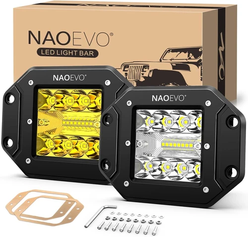 NAOEVO-luces LED empotradas de 5 pulgadas, 40W, 4000LM, Combo de inundación puntual, barra de luz LED, luces antiniebla de conducción todoterreno, luces de trabajo LED