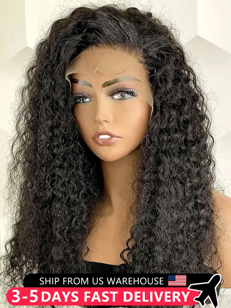 Deep Wave Lace Front Human Hair Wig 30 32Inch Kinky Curly 13x4 13x6 Lace Frontal Wigs For Woman Pre Plucked 4x4 Closure Wigi