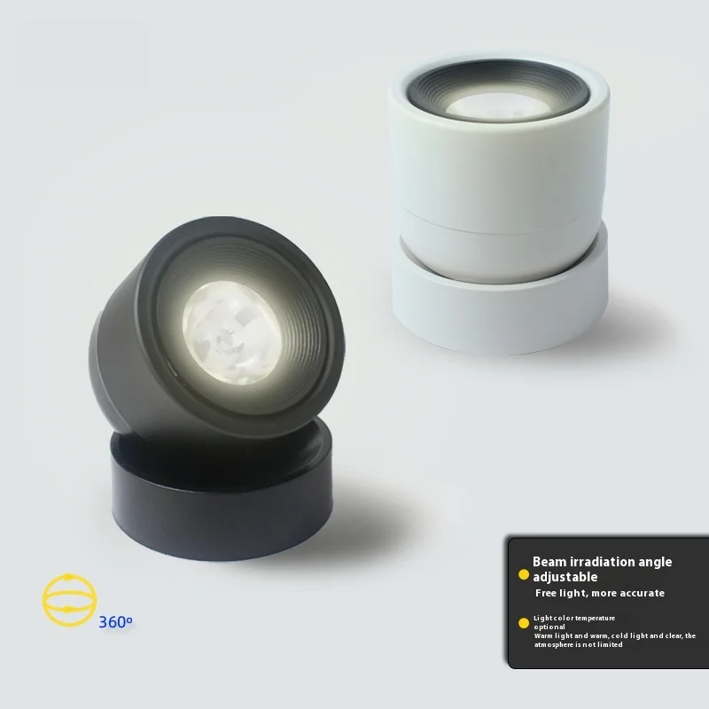 LED Ceiling Spotlight 360° Rotation COB Ceiling Light 7W/12W Surface Mounted Lamp Modern Design for Indoor Lighting Factory