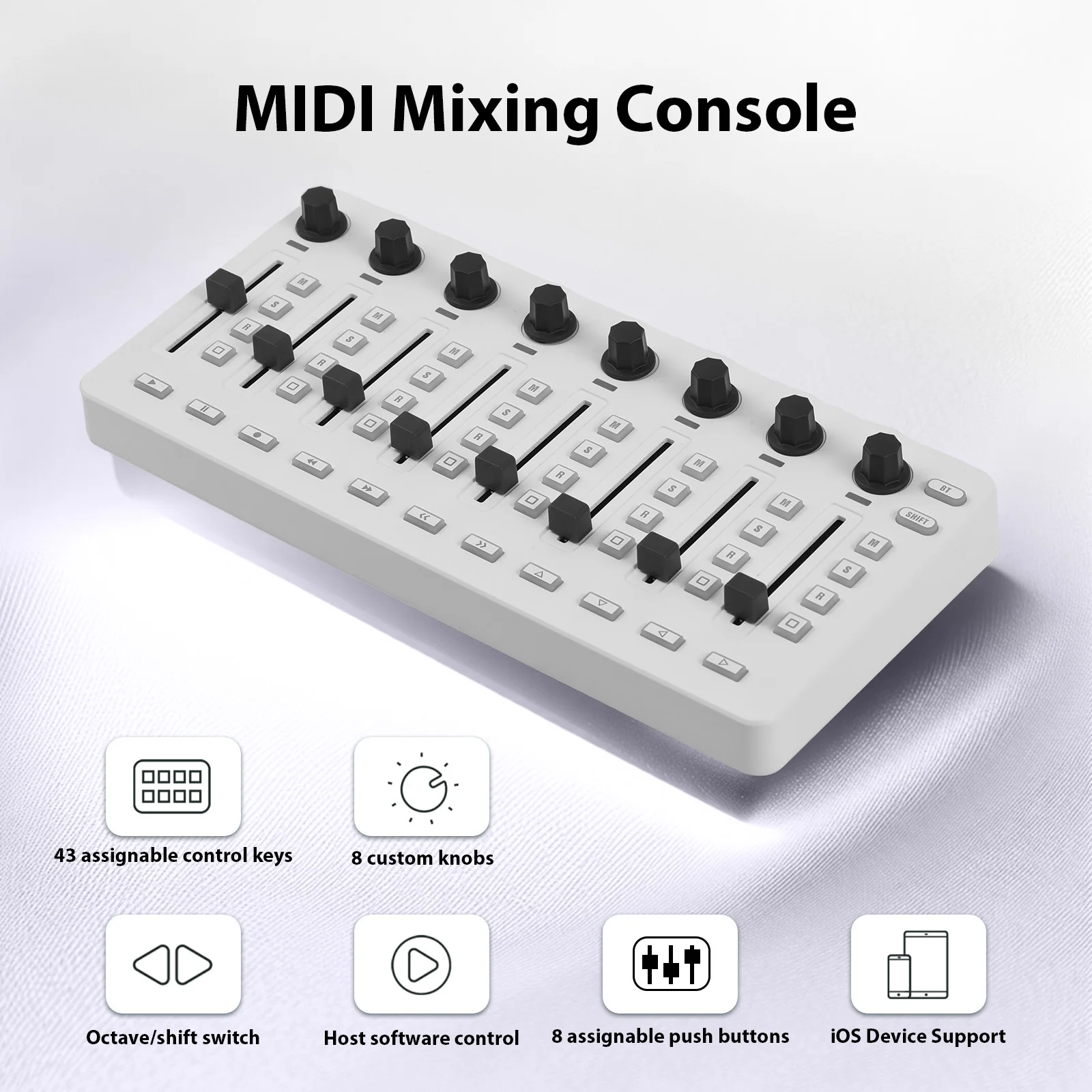 M-VAVE SMC-Mixer Wireless MIDI Controller Mixing Console BT Connection USB Controller Mixer for Most Electroacoustic Instruments