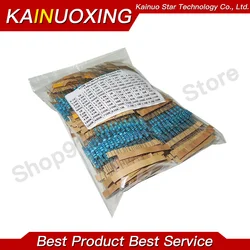 1100pcs/lot 1/2W 1M Metal Film Resistor Assorted Kit 1R/2.2R/3.3R/4.7R/100R/100K/470K/10M/1M/2M ohms Metal Film Resistors Set