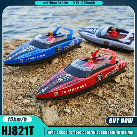 HJ821T Rc Boat HJ819T Remote Control Boat With Ball Pusher High-Speed 15km/H Rc Speedboat with Transparent Light Water Ship Toys