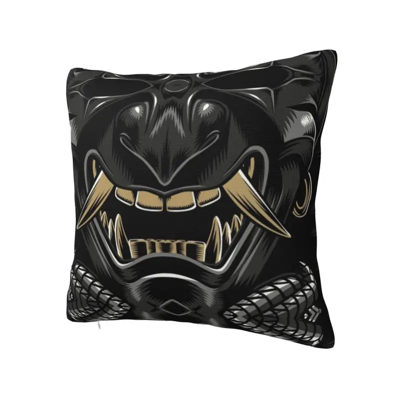 Fashion Japan Samurai Demon Oni Cushion Cover 40x40cm Velvet Hannya Tattoo Pillow Case for Sofa Car Square Pillowcase Home Decor