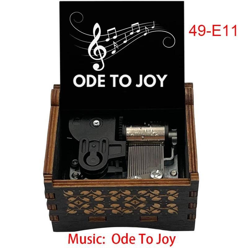 Famous Ode an die Freude Music Box Ode to Joy Black Wooden 18 Tones Mechanical Handmade Ornament Friends Family Birthday Gift