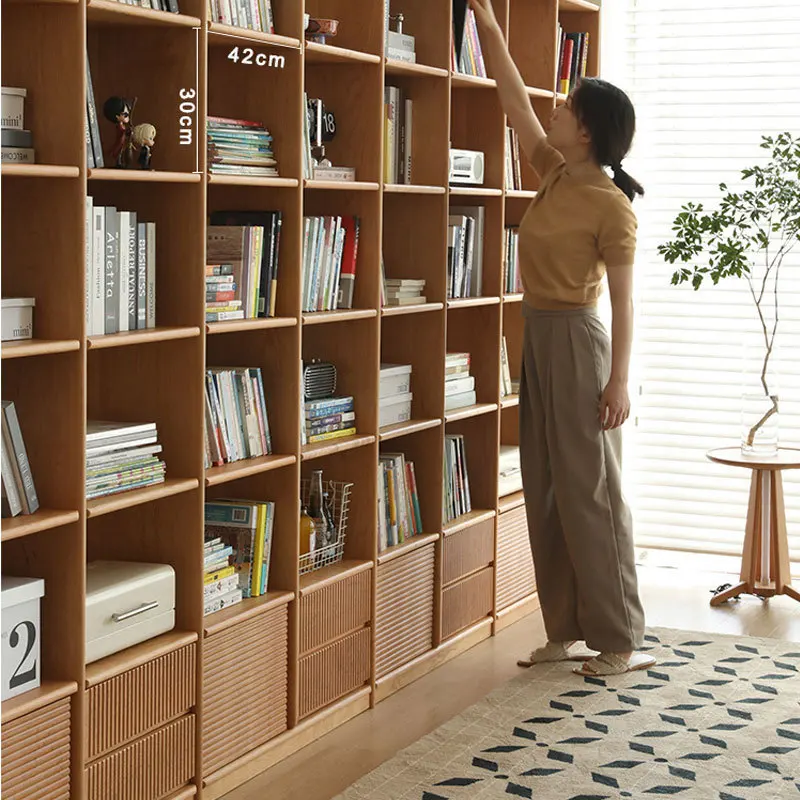 

Customizable Nordic all solid wood floor-to-ceiling bookshelf combination bookcase
