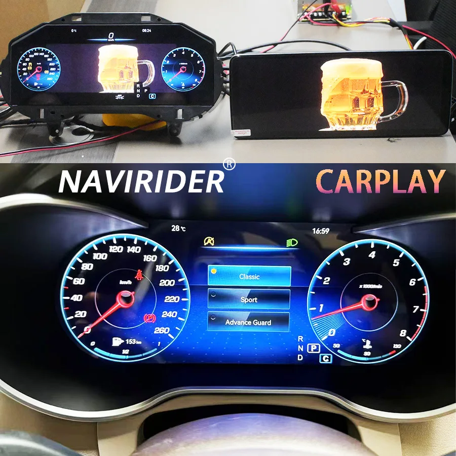 12.3inch Dashboard For Mercedes Benz GLC C-Class w204  2015-2020 NGT 5.0 LCD Upgrade Speedometer Instrument Cluster Screen