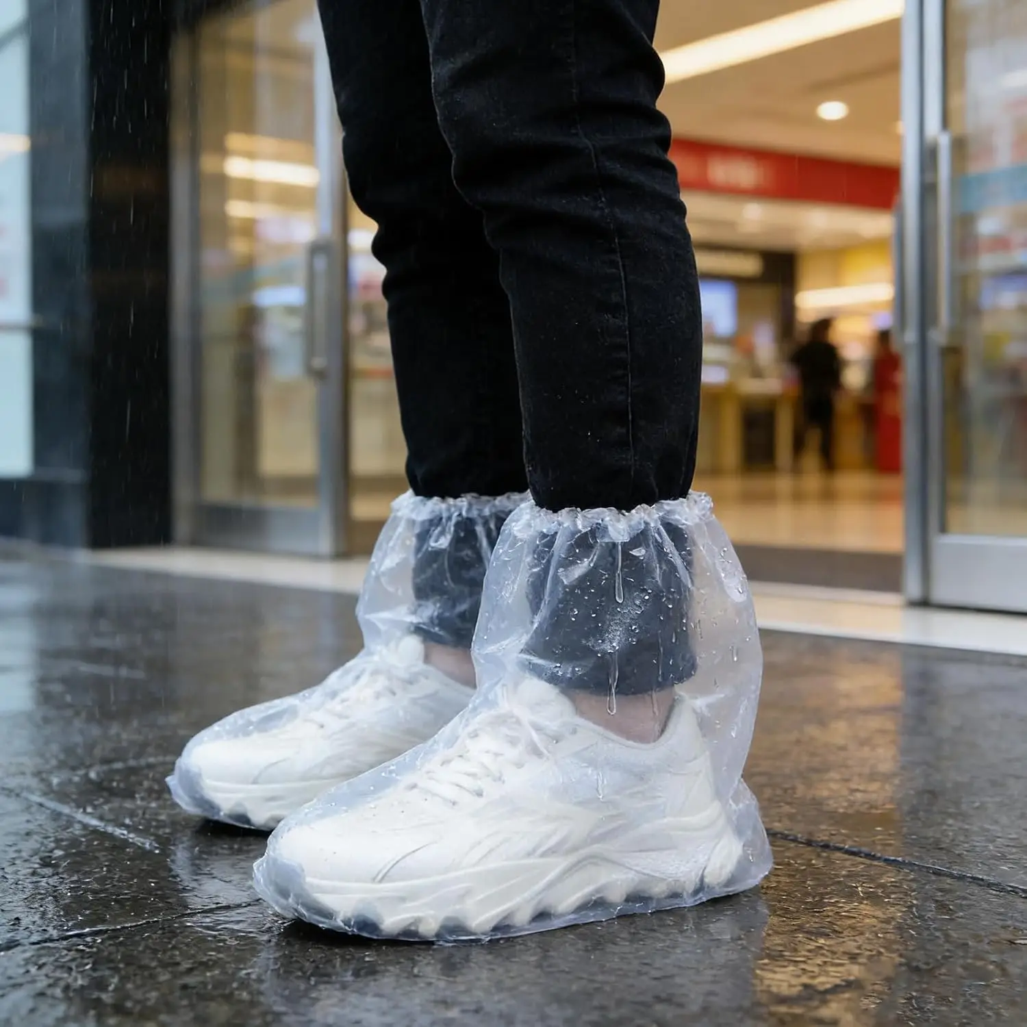 

20 Pcs Disposable Shoe Covers for Rain, Non-Slip Plastic Boot Covers with Thickened PE for Men and Women
