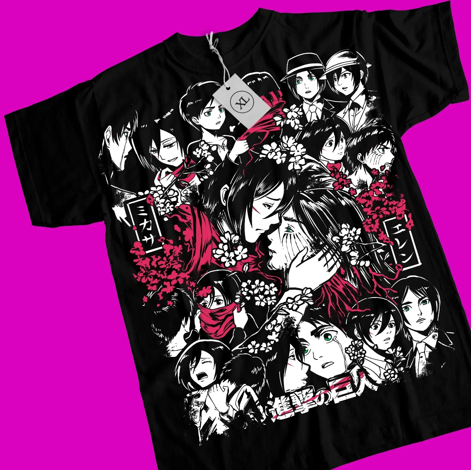 Girl Anime AOT Shirt Tee Attack On Titan  Eren and  T-Shirt