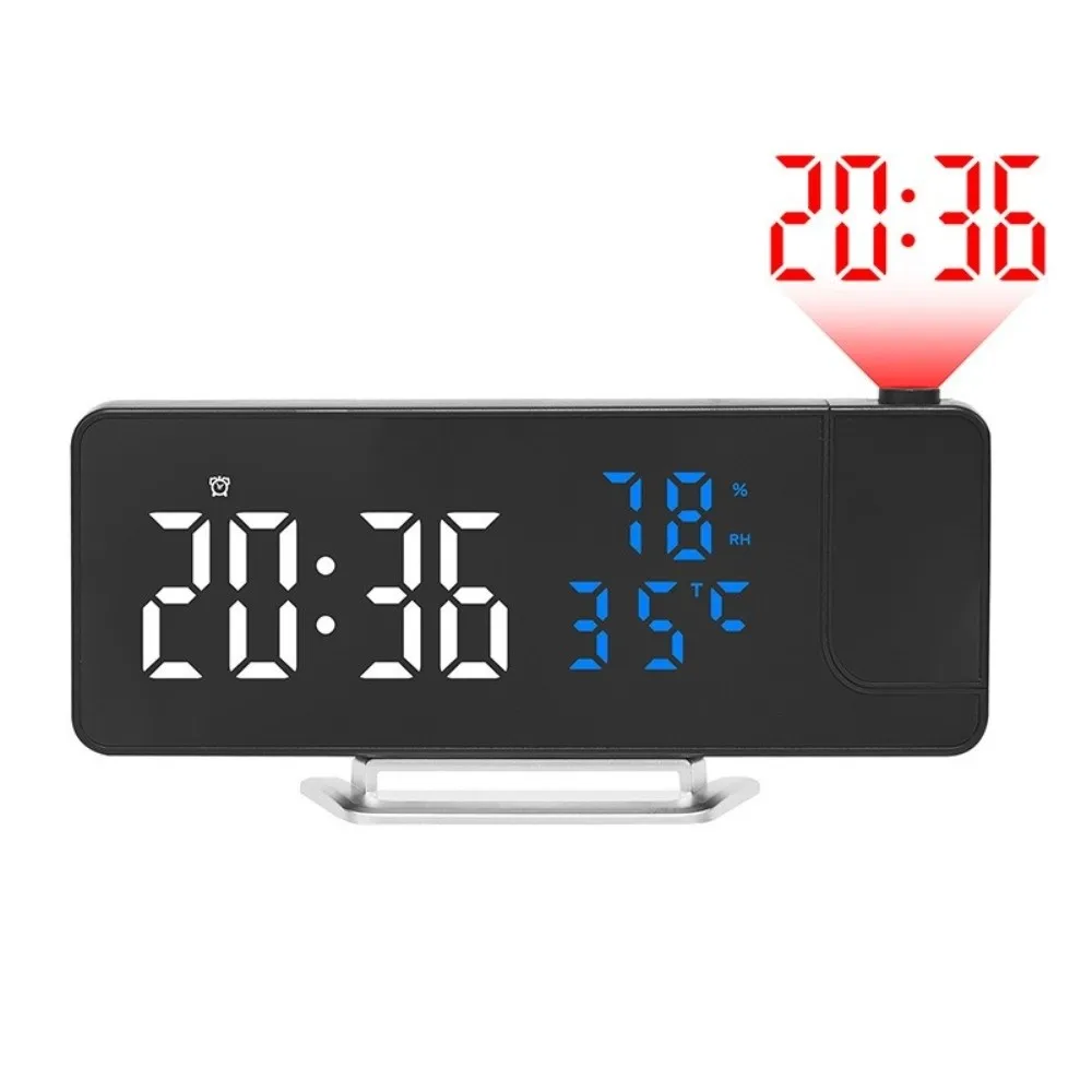 180° Rotation Digital Projection Alarm Clock TEMP Humidity Date Night Mode 12/24H LED Clock Snooze USB Powered