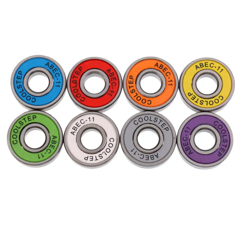 8 Pieces Mixed Color ABEC 11 Bearings for , Longborad, Scooters