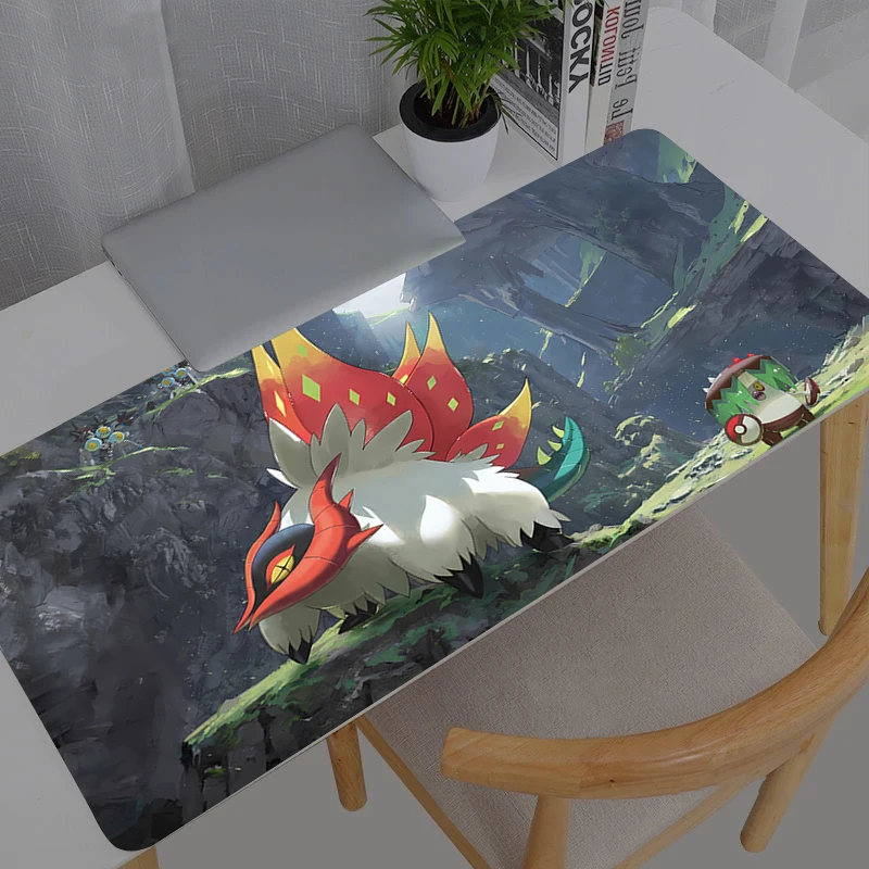 

Большой коврик для мыши XXL с Покемоном Пикачу, для ноутбука и ПК, игровой коврик для клавиатуры, с белыми бахромами, резиновый коврик для стола