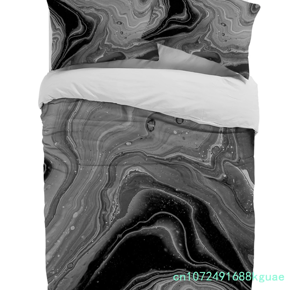 Fluid Art Black White Duvet Cover With Pillow Case Custom 3pcs Bedding Set Quilt Cover Double Bed Home Textile