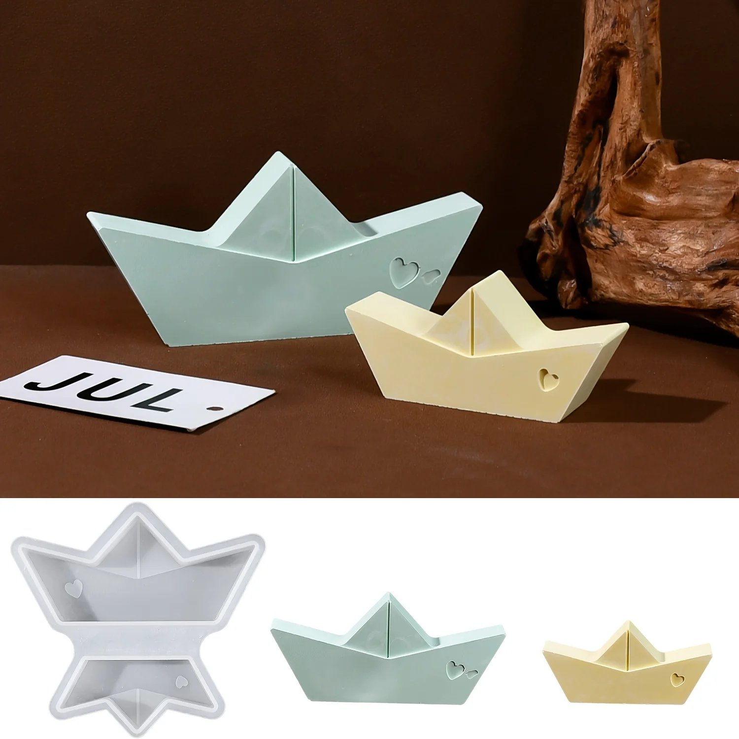 Heart-shaped paper boat design ornament and scented candle ， suitable for DIY home decor and Mother’s Day and Father’s Day gifts