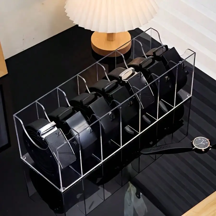 1pc Multi-Grid Acrylic Belt Storage Box For Men & Women, Clear Display Case For Scarves, Watches, Hair Accessories, Jewelry, Clo