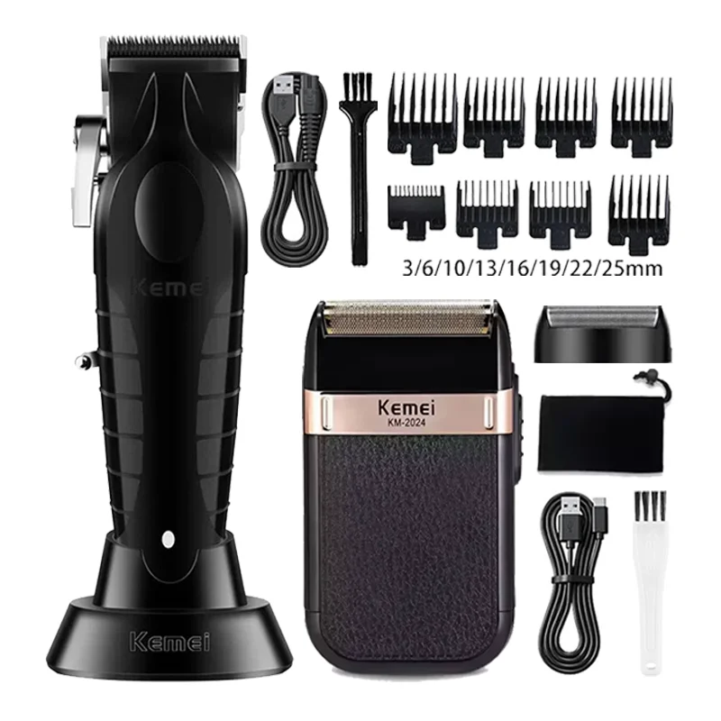maquina-de-cortar-cabelo-kemei-km-2296-km-1071-km-2024-cortador-de-cabelo-sem-fio-recarregavel-para-barbeiro