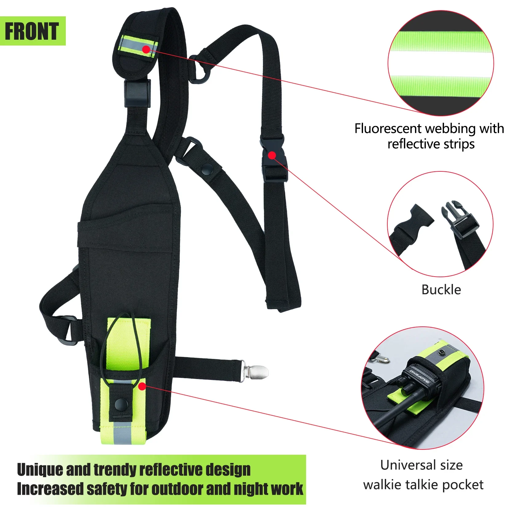 KUNN Universal Single Side Radio Shoulder Harness Holster,Two Way Walkie Talkie Holder for Motorola,Baofeng