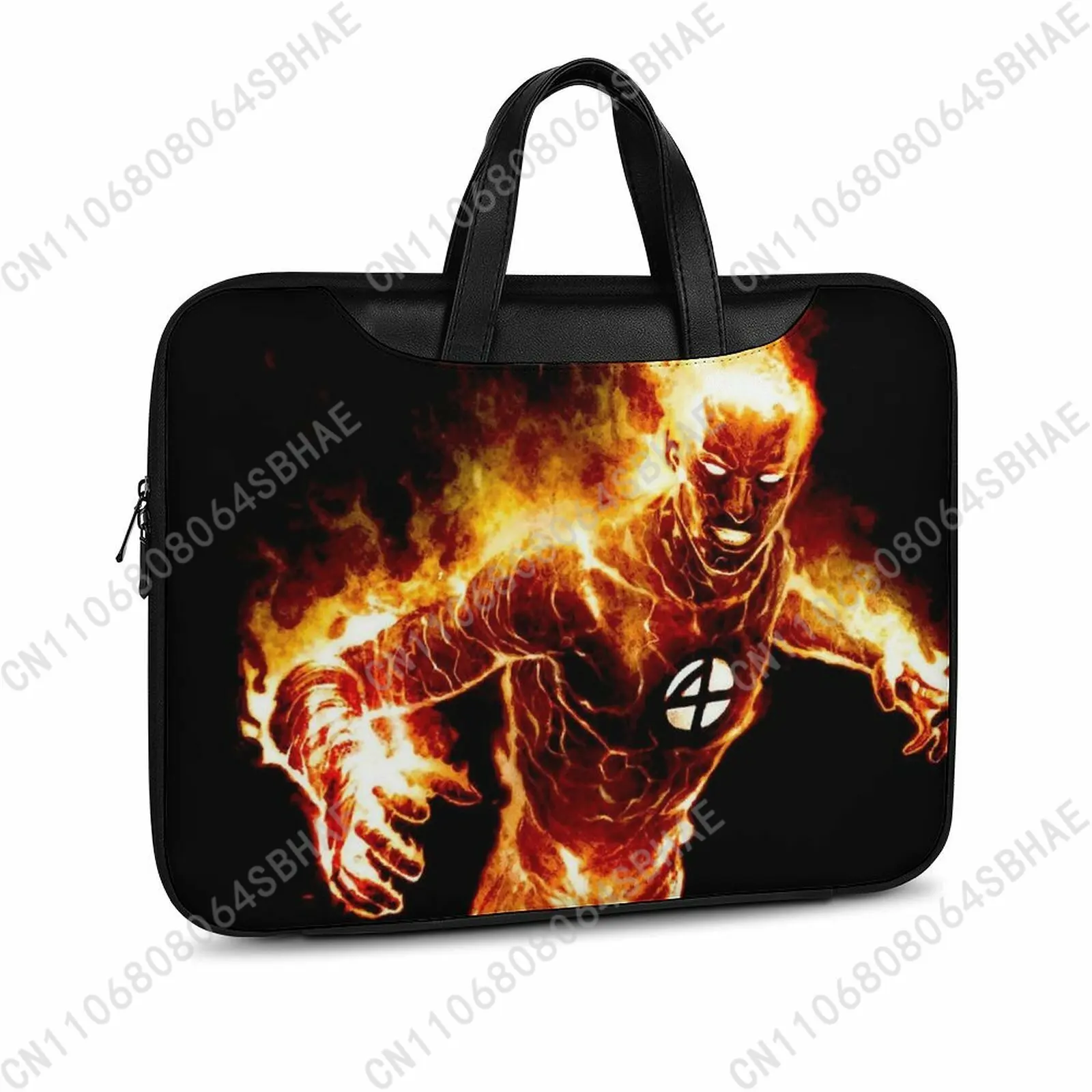 

Marvel Human Torch Custom Leather Briefcase Men Woman Laptop Bag Business Retro Genuine Leather Computer Cosplay
