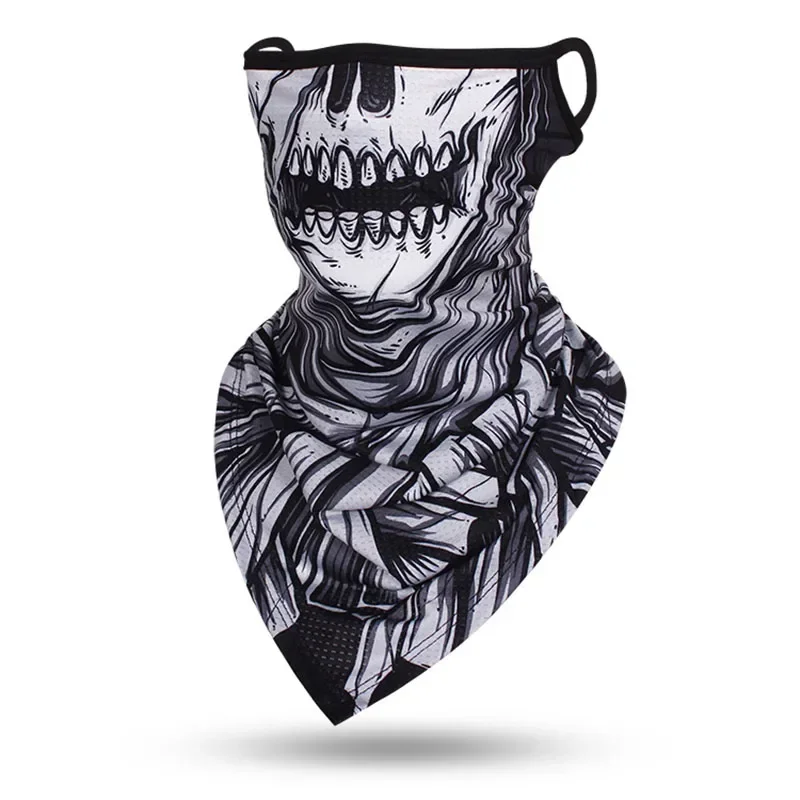 Unisex Skull Face Mask Multi-function Motorcycle Rider Face Scarf Earloops Cover Cycling Bandana Windproof Sunscreen Neck Gaiter